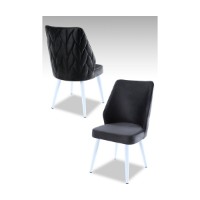 Set scaune Hanah Home Pufi Anthracite White