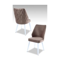 Set scaune Hanah Home Pufi Cappuccino White
