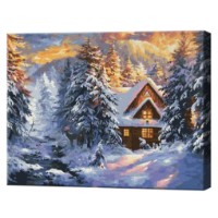 Tablou pe numere Art Gallery Premium Căsuța în pădure iarna 40x50cm (GX42654)