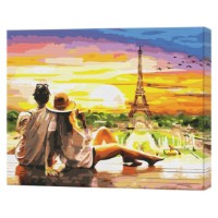 Tablou pe numere Art Gallery Premium Apusul de soare la Paris 40x50cm (GX43181)