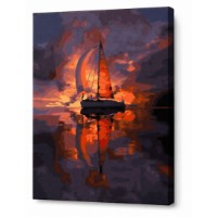 Tablou pe numere Art Gallery Premium Iaht și apus furtunos 40x50cm (GX44526)