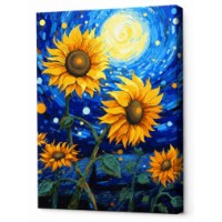 Tablou pe numere Art Gallery Premium Floarea-soarelui și luna 40x50cm (GX47488)