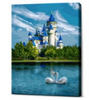 Tablou pe numere Art Gallery Premium Lac lângă castel medieval 40x50cm (GX39354)