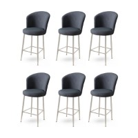Set scaune de bar Hanah Home Fora Anthracite Chrome