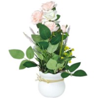 Floare decorativă Casa Masa Trandafiri in ghiveci 31 cm Cream/White (DK24183LT.PK/WH)