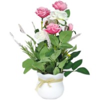 Floare decorativă Casa Masa Trandafiri in ghiveci 31 cm Pink/White (DK24183DK.PK/WH)