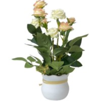 Floare decorativă Casa Masa Trandafiri mix in ghiveci 31 cm (DK24185OR.WH)