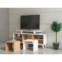 Comodă TV Hanah Home Kutay White Teak imaginea #2 — magazin online Desire.md