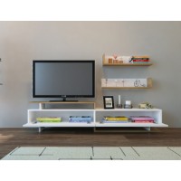 Comodă TV Hanah Home Ayaz White Teak