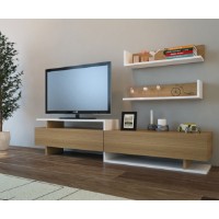 Comodă TV Hanah Home Ayaz Teak White imaginea #2 — magazin online Desire.md