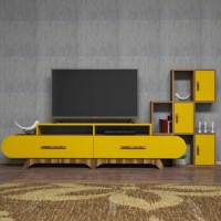 Comodă TV Hanah Home Flora S Walnut Yellow imaginea #3 — magazin online Desire.md