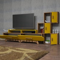 Comodă TV Hanah Home Flora S Walnut Yellow imaginea #4 — magazin online Desire.md
