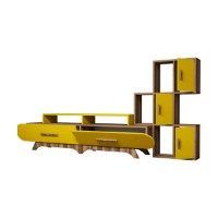 Comodă TV Hanah Home Flora S Walnut Yellow imaginea #5 — magazin online Desire.md