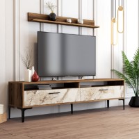 Comodă TV Hanah Home Istanbul Walnut White Marble imaginea #2 — magazin online Desire.md