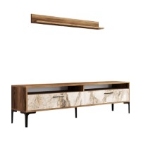 Comodă TV Hanah Home Istanbul Walnut White Marble imaginea #5 — magazin online Desire.md