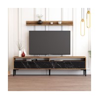 Comodă TV Hanah Home Istanbul Walnut Black Marble