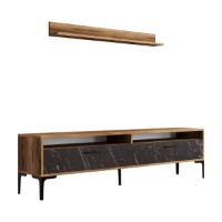 Comodă TV Hanah Home Istanbul Walnut Black Marble imaginea #5 — magazin online Desire.md