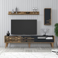 Comodă TV Hanah Home Valensiya Walnut Anthracite