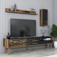 Comodă TV Hanah Home Valensiya Walnut Anthracite imaginea #3 — magazin online Desire.md