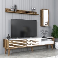 Comodă TV Hanah Home Valensiya Walnut White imaginea #3 — magazin online Desire.md