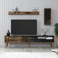Comodă TV Hanah Home Valensiya Walnut Black Marble