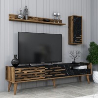 Comodă TV Hanah Home Valensiya Walnut Black Marble imaginea #3 — magazin online Desire.md
