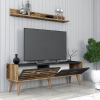 Comodă TV Hanah Home Valensiya 140 Walnut Anthracite imaginea #3 — magazin online Desire.md