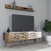 Comodă TV Hanah Home Valensiya 140 Walnut White imaginea #2 — magazin online Desire.md