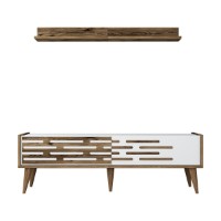 Comodă TV Hanah Home Valensiya 140 Walnut White imaginea #6 — magazin online Desire.md