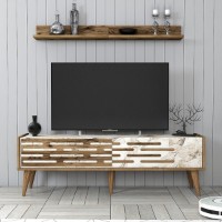Comodă TV Hanah Home Valensiya 140 Walnut White Marble