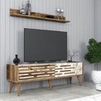 Comodă TV Hanah Home Valensiya 140 Walnut White Marble imaginea #2 — magazin online Desire.md