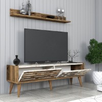 Comodă TV Hanah Home Valensiya 140 Walnut White Marble imaginea #3 — magazin online Desire.md