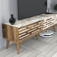 Comodă TV Hanah Home Valensiya 140 Walnut White Marble imaginea #4 — magazin online Desire.md