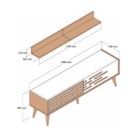 Comodă TV Hanah Home Valensiya 140 Walnut White Marble imaginea #5 — magazin online Desire.md