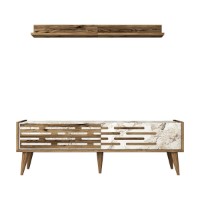 Comodă TV Hanah Home Valensiya 140 Walnut White Marble imaginea #6 — magazin online Desire.md