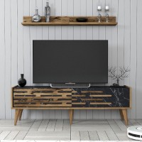 Comodă TV Hanah Home Valensiya 140 Walnut Black Marble