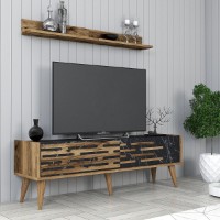 Comodă TV Hanah Home Valensiya 140 Walnut Black Marble imaginea #2 — magazin online Desire.md