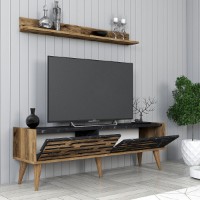 Comodă TV Hanah Home Valensiya 140 Walnut Black Marble imaginea #3 — magazin online Desire.md