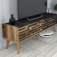 Comodă TV Hanah Home Valensiya 140 Walnut Black Marble imaginea #4 — magazin online Desire.md