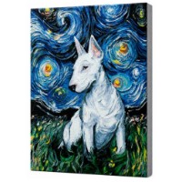 Tablou pe numere Art Gallery Econom Bullterrier în noaptea înstelată 40x50cm (GX34262)