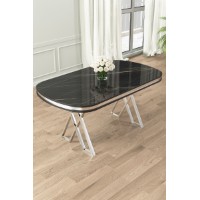 Masă pentru bucătărie Hanah Home Zae Black Marble Chrome