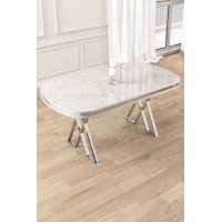 Masă pentru bucătărie Hanah Home Zae White Marble Chrome
