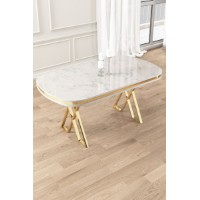 Masă pentru bucătărie Hanah Home Zae White Marble Gold