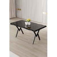 Masă pentru bucătărie Hanah Home Akort Black Marble Black