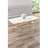Masă pentru bucătărie Hanah Home Esla White Marble Gold