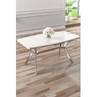 Masă pentru bucătărie Hanah Home Esla White Marble Chrome imaginea #1 — magazin online Desire.md