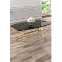 Masă pentru bucătărie Hanah Home Esla Black Marble Gold