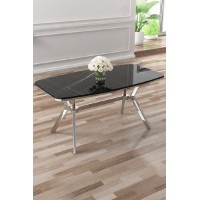 Masă pentru bucătărie Hanah Home Esla Black Marble Chrome imaginea #1 — magazin online Desire.md