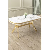 Masă pentru bucătărie Hanah Home Olya White Marble Gold