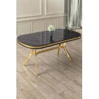 Masă pentru bucătărie Hanah Home Olya Black Marble Gold